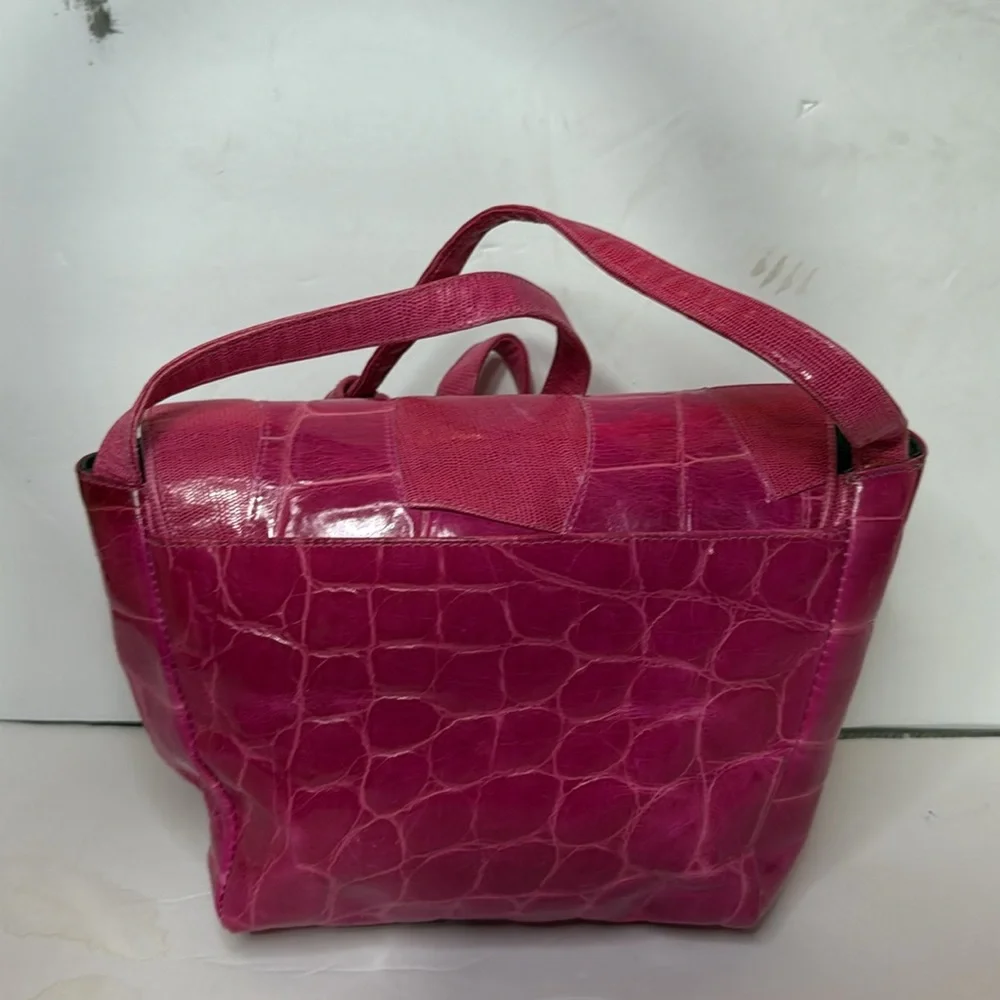 Sharif vintage Pink crocodile pattern Handbag - Picture 2 of 12